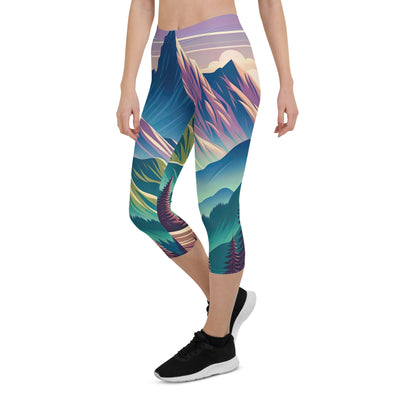 Harmonische Berglandschaft mit Schweizer Flagge auf Gipfel - Capri Leggings (All-Over Print) berge xxx yyy zzz