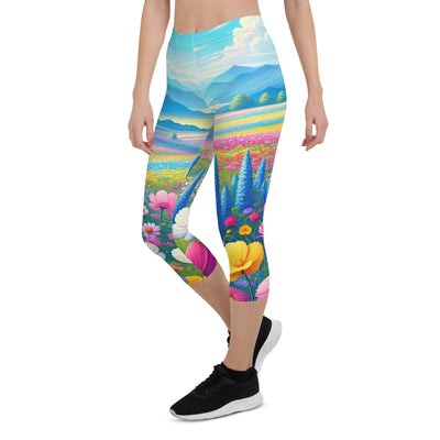 Weitläufiges Blumenfeld unter himmelblauem Himmel, leuchtende Flora - Capri Leggings (All-Over Print) camping xxx yyy zzz