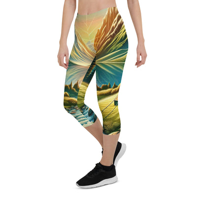 Zelt im Alpenmorgen mit goldenem Licht, Schneebergen und unberührten Seen - Capri Leggings (All-Over Print) berge xxx yyy zzz