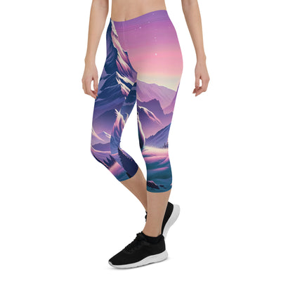 Bezaubernder Alpenabend mit Bär, lavendel-rosafarbener Himmel (AN) - Capri Leggings (All-Over Print) xxx yyy zzz