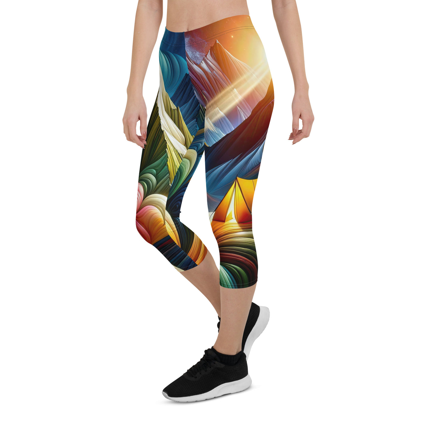 Abstrakte Bergwelt in lebendigen Farben mit Zelt - Capri Leggings (All-Over Print) camping xxx yyy zzz