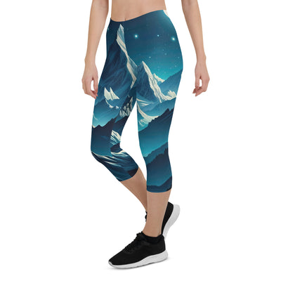 Sternenklare Nacht über den Alpen, Vollmondschein auf Schneegipfeln - Capri Leggings (All-Over Print) berge xxx yyy zzz