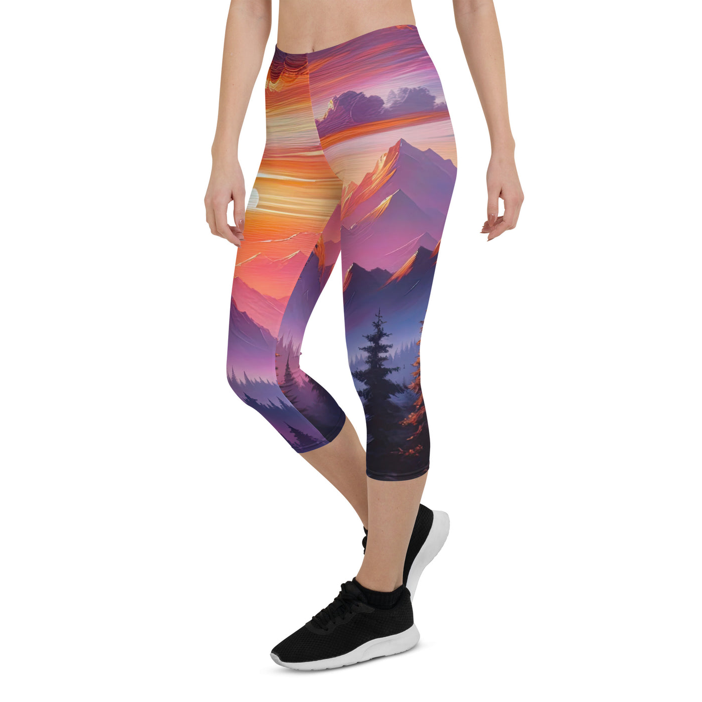 Ölgemälde der Alpenlandschaft im ätherischen Sonnenuntergang, himmlische Farbtöne - Capri Leggings (All-Over Print) berge xxx yyy zzz