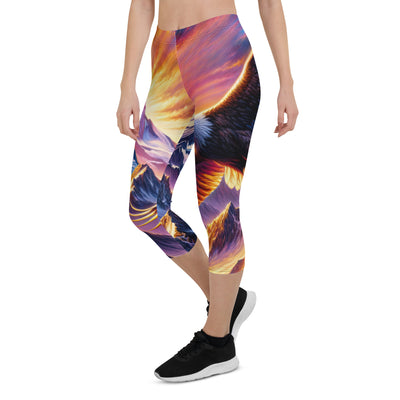 Ölgemälde eines Adlers im Sonnenaufgang der Alpen, gold-rosa beleuchtete Gipfel - Capri Leggings (All-Over Print) berge xxx yyy zzz