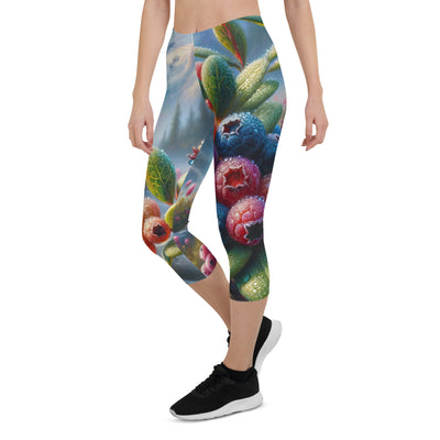 Ölgemälde einer Nahaufnahme von Alpenbeeren in satten Farben und zarten Texturen - Capri Leggings (All-Over Print) wandern xxx yyy zzz