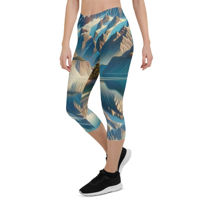 Ölgemälde eines unberührten Sees, der die Bergkette spiegelt - Capri Leggings (All-Over Print) berge xxx yyy zzz