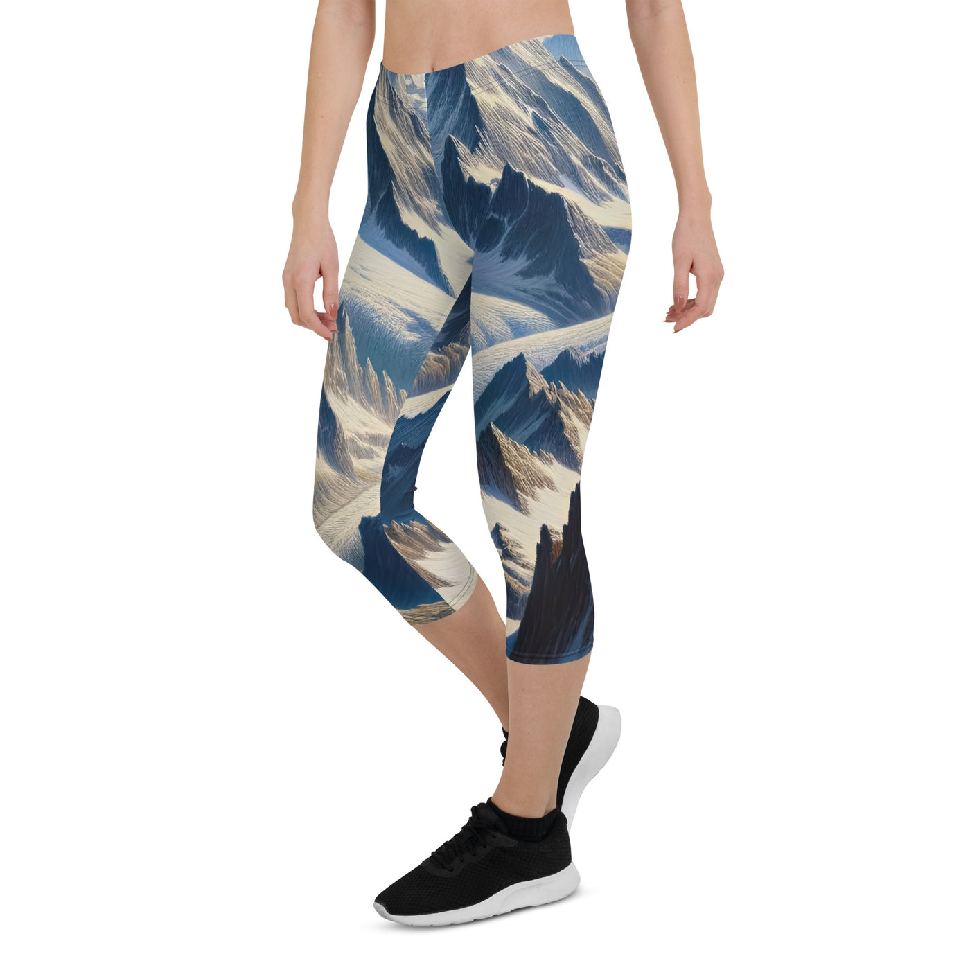 Ölgemälde der Alpen mit hervorgehobenen zerklüfteten Geländen im Licht und Schatten - Capri Leggings (All-Over Print) berge xxx yyy zzz