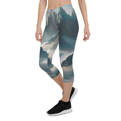 Foto eines nebligen Alpenmorgens, scharfe Gipfel ragen aus dem Nebel - Capri Leggings (All-Over Print) berge xxx yyy zzz