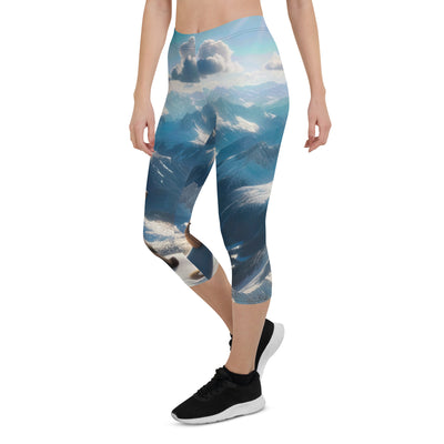 Foto der Alpen im Winter mit Bären auf dem Gipfel, glitzernder Neuschnee unter der Sonne - Capri Leggings (All-Over Print) camping xxx yyy zzz