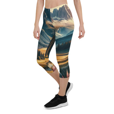 Quadratisches Kunstwerk der Alpen, majestätische Berge unter goldener Sonne - Capri Leggings (All-Over Print) berge xxx yyy zzz