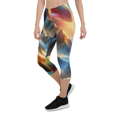 Lebendige abstrakte Alpendarstellung in populärem Kunststil - Capri Leggings (All-Over Print) berge xxx yyy zzz