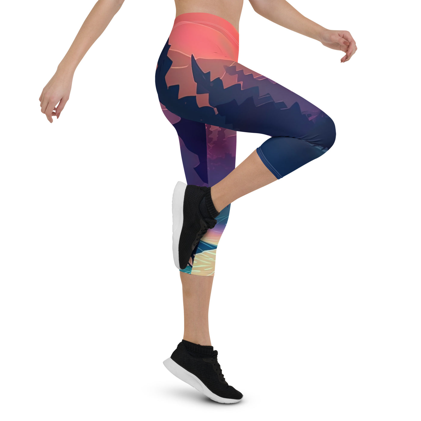 Berge, Fluss, Sonnenuntergang - Malerei - Capri Leggings (All-Over Print) berge xxx