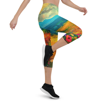 Berglandschaft und schöne farbige Blumen - Malerei - Capri Leggings (All-Over Print) berge xxx