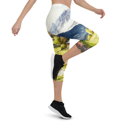 Epische Berge und Berghütte - Landschaftsmalerei - Capri Leggings (All-Over Print) berge xxx