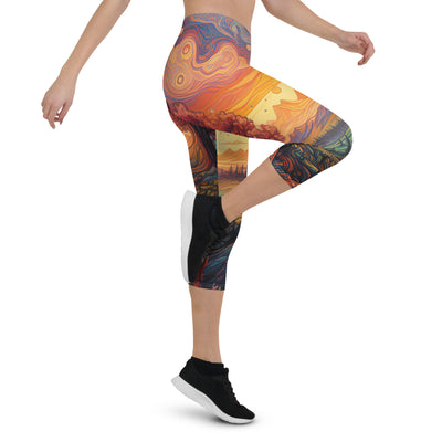 Hund auf Felsen - Epische bunte Landschaft - Malerei - Capri Leggings (All-Over Print) camping xxx