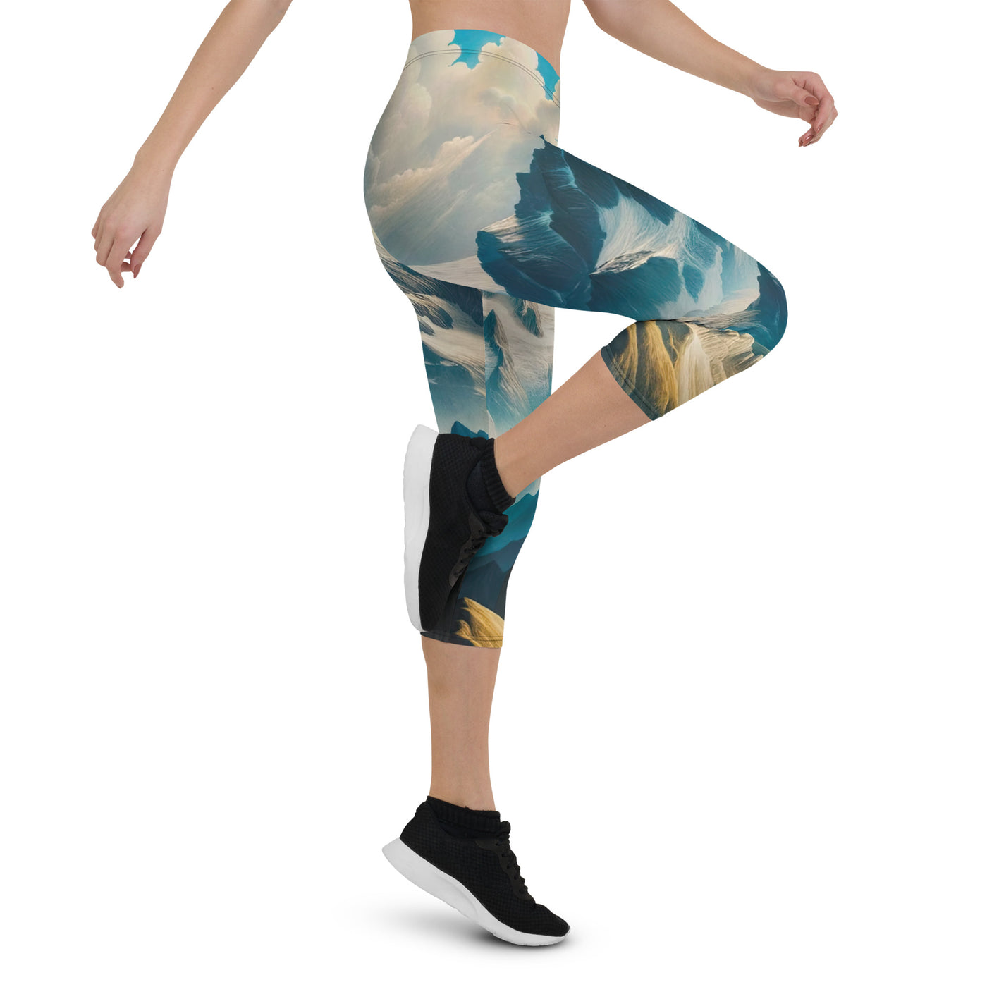 Ein Gemälde von Bergen, das eine epische Atmosphäre ausstrahlt. Kunst der Frührenaissance - Capri Leggings (All-Over Print) berge xxx yyy zzz