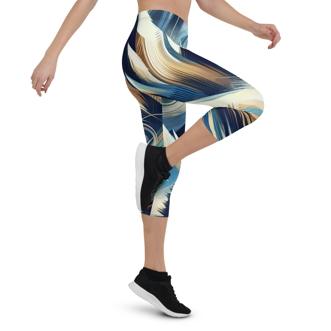 Abstrakte Kunst, die die Essenz der Alpen einfängt. Kräftige Pinselstriche stellen Gipfel und Muster dar - Capri Leggings (All-Over Print) berge xxx yyy zzz