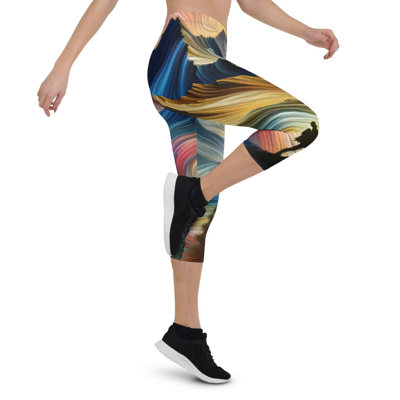 Abstraktes Kunstgemälde der Alpen mit wirbelnden, lebendigen Farben und dynamischen Mustern. Wanderer Silhouette - All-Over Print Capri wandern xxx yyy zzz