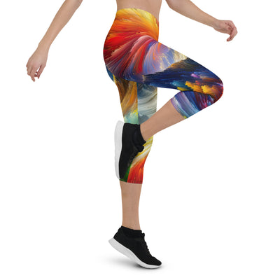 Alpen im Farbsturm mit erleuchtetem Wanderer - Abstrakt - Capri Leggings (All-Over Print) wandern xxx yyy zzz