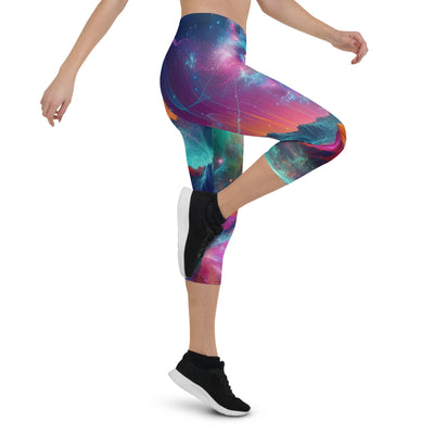 Alpen und Wolf: Lebendige Farben und schimmernde Lichtpartikel (AN) - Capri Leggings (All-Over Print) xxx yyy zzz