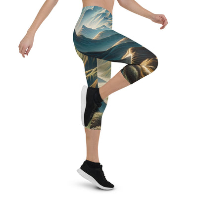 Berglandschaft: Acrylgemälde mit hervorgehobenem Pfad - Capri Leggings (All-Over Print) berge xxx yyy zzz