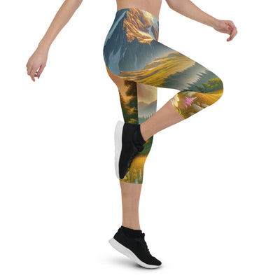 Heitere Alpenschönheit: Schneeberge und Wildblumenwiesen - Capri Leggings (All-Over Print) berge xxx yyy zzz