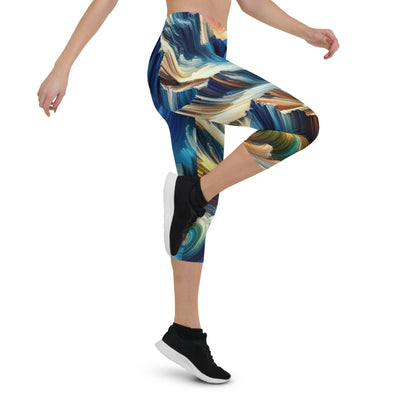 Abstrakte Kunst der Alpen mit lebendigen Farben und wirbelnden Mustern, majestätischen Gipfel und Täler - Capri Leggings (All-Over Print) berge xxx yyy zzz