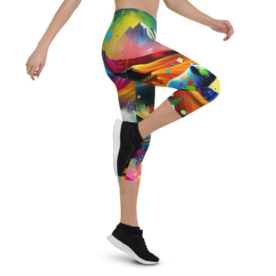 Neonfarbener Alpen Bär in abstrakten geometrischen Formen - Capri Leggings (All-Over Print) camping xxx yyy zzz