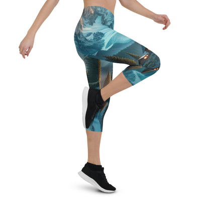 Stille Alpenmajestätik: Digitale Kunst mit Schnee und Bergsee-Spiegelung - Capri Leggings (All-Over Print) berge xxx yyy zzz