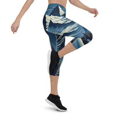 Steinbock in Alpennacht, silberne Berge und Sternenhimmel - Capri Leggings (All-Over Print) berge xxx yyy zzz