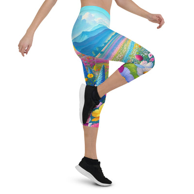 Weitläufiges Blumenfeld unter himmelblauem Himmel, leuchtende Flora - Capri Leggings (All-Over Print) camping xxx yyy zzz