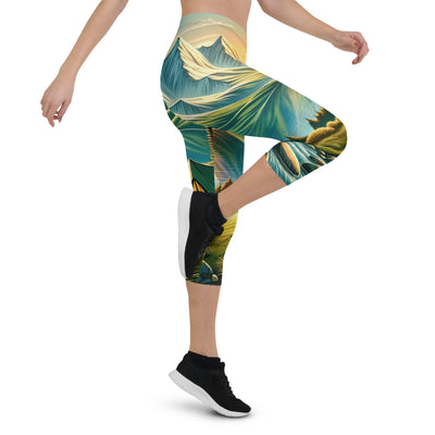 Zelt im Alpenmorgen mit goldenem Licht, Schneebergen und unberührten Seen - Capri Leggings (All-Over Print) berge xxx yyy zzz