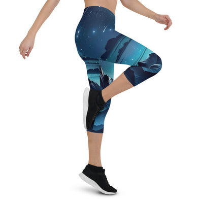 Alpen unter Sternenhimmel mit glitzernden Sternen und Meteoren - Capri Leggings (All-Over Print) berge xxx yyy zzz