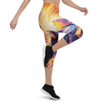 Ölgemälde eines Adlers im Sonnenaufgang der Alpen, gold-rosa beleuchtete Gipfel - Capri Leggings (All-Over Print) berge xxx yyy zzz