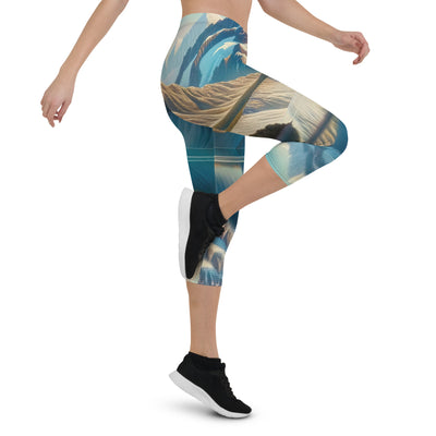 Ölgemälde eines unberührten Sees, der die Bergkette spiegelt - Capri Leggings (All-Over Print) berge xxx yyy zzz