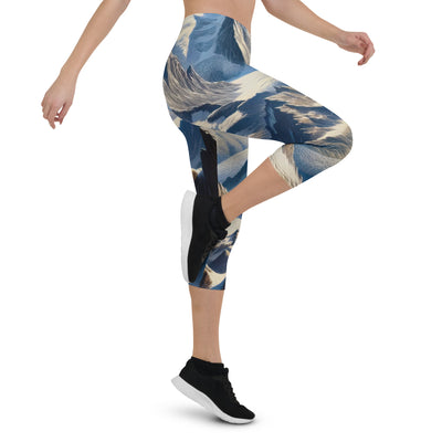 Ölgemälde der Alpen mit hervorgehobenen zerklüfteten Geländen im Licht und Schatten - Capri Leggings (All-Over Print) berge xxx yyy zzz