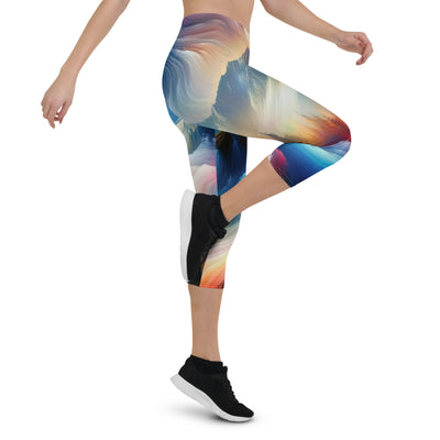 Foto eines abstrakt-expressionistischen Alpengemäldes mit Wanderersilhouette - Capri Leggings (All-Over Print) wandern xxx yyy zzz