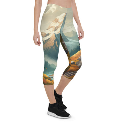 Berge, Wald und Wanderweg - Malerei - Capri Leggings (All-Over Print) berge xxx