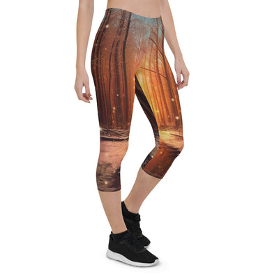 Bäume im Winter, Schnee, Sonnenaufgang und Fluss - Capri Leggings (All-Over Print) camping xxx