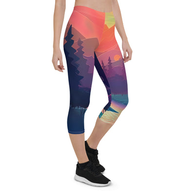 Berge, Fluss, Sonnenuntergang - Malerei - Capri Leggings (All-Over Print) berge xxx