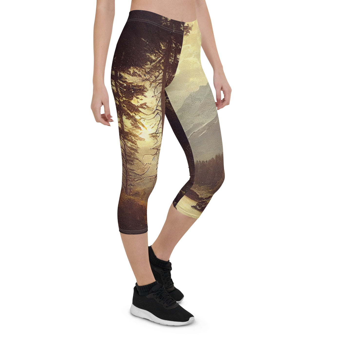 Landschaft mit Bergen, Fluss und Bäumen - Malerei - Capri Leggings (All-Over Print) berge xxx