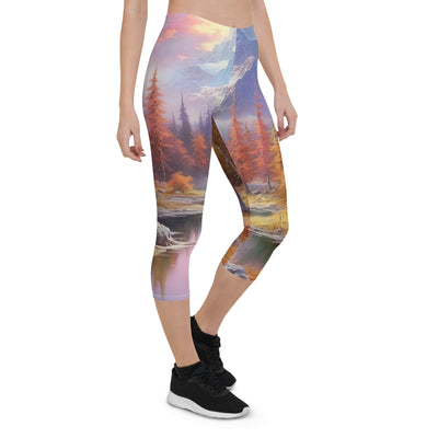 Landschaftsmalerei - Berge, Bäume, Bergsee und Herbstfarben - Capri Leggings (All-Over Print) berge xxx