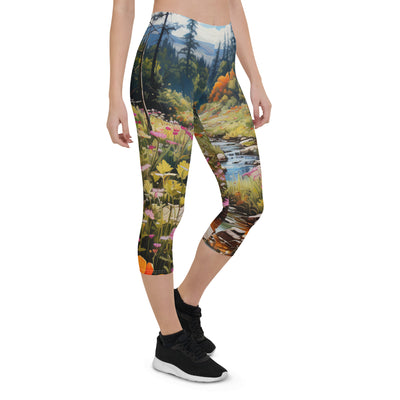 Berge, schöne Blumen und Bach im Wald - Capri Leggings (All-Over Print) berge xxx