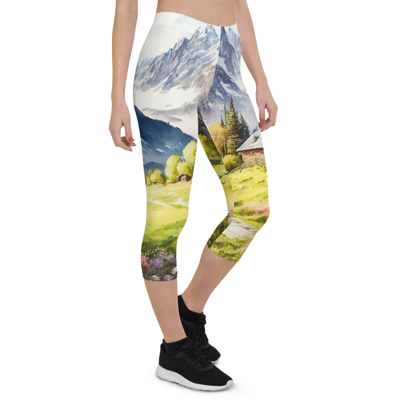 Epische Berge und Berghütte - Landschaftsmalerei - Capri Leggings (All-Over Print) berge xxx