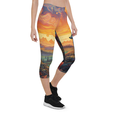 Hund auf Felsen - Epische bunte Landschaft - Malerei - Capri Leggings (All-Over Print) camping xxx