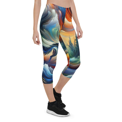 Alpen Abstraktgemälde mit Wolf Silhouette in lebhaften Farben (AN) - Capri Leggings (All-Over Print) xxx yyy zzz