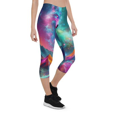 Alpen und Wolf: Lebendige Farben und schimmernde Lichtpartikel (AN) - Capri Leggings (All-Over Print) xxx yyy zzz