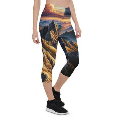 Alpen in Abenddämmerung: Acrylgemälde mit beleuchteten Berggipfeln - Capri Leggings (All-Over Print) berge xxx yyy zzz