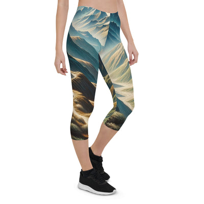 Berglandschaft: Acrylgemälde mit hervorgehobenem Pfad - Capri Leggings (All-Over Print) berge xxx yyy zzz