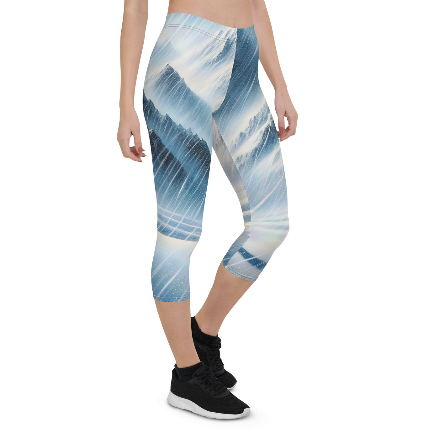 Wanderer und Bergsteiger im Schneesturm: Acrylgemälde der Alpen - Capri Leggings (All-Over Print) wandern xxx yyy zzz